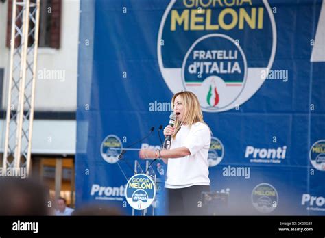 Head of the Brothers of Italy (FdI) party, Giorgia Meloni speech from ...