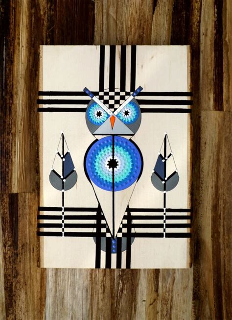 Owl Mid Century Modern Painting On bass wood by COLBYandFRIENDS