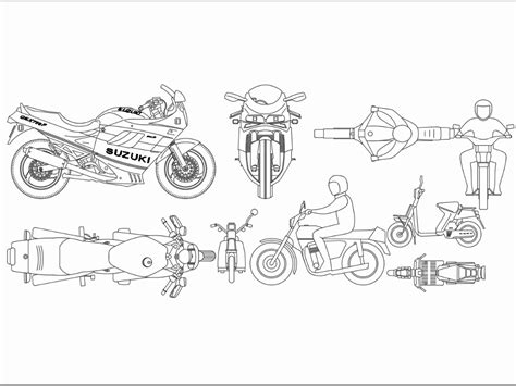 Motorcycle block in AutoCAD | Download CAD free (141.48 KB) | Bibliocad