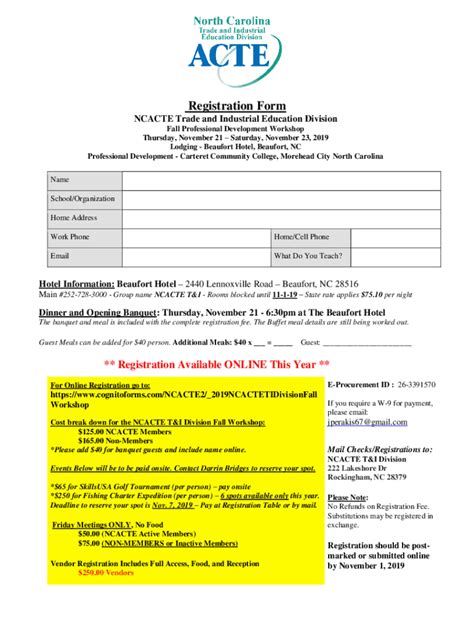 Fillable Online Fillable Online ncacteonline NCTIETA Registration Form ... Fax Email Print ...