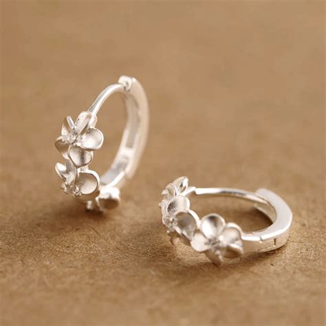 925 Sterling Silver Women Stud Earrings with three Flower Diy Women ...