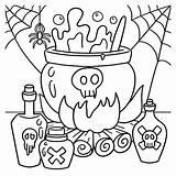 Premium Vector  Witch Cauldron Halloween Coloring Page For Kids sketch template