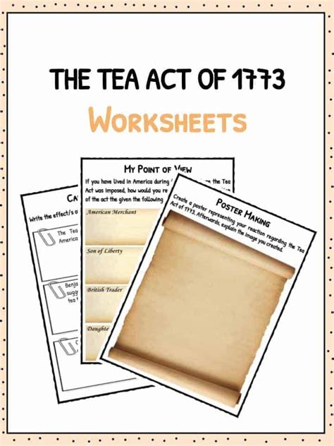 The Tea Act of 1773 | Boston Tea Party Facts & Worksheets For Kids