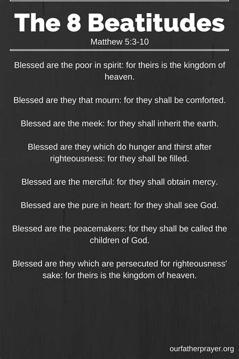 Eight Beatitudes in Order ⋆ Our Father Prayer - Christians United in Faith