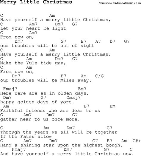 Christmas Carol/Song lyrics with chords for Merry Little Christmas