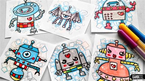 How To Draw Cute Robots - Easy and Kawaii Drawings by Garbi KW - YouTube