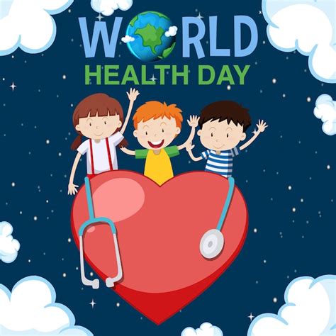 Free Vector | Poster design for world health day with happy kids in ...