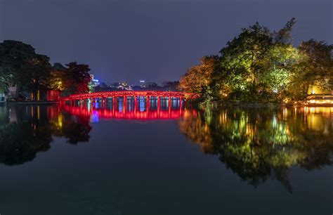 Turtle Tower at night, Vietnam