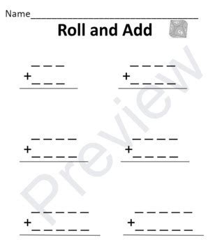 Roll and Add Large Numbers by Angela Papa | TPT