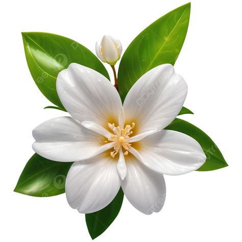 Jasmine Flower With Beautiful Leaves, Jasmine, Natural, Leaf PNG Transparent Image and Clipart ...