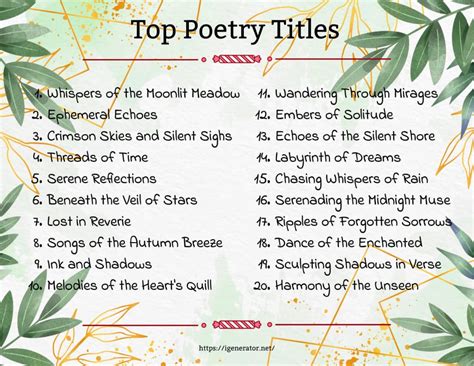 Poetry and Poem Title Generator | 567 Poetry and Poem Title Ideas