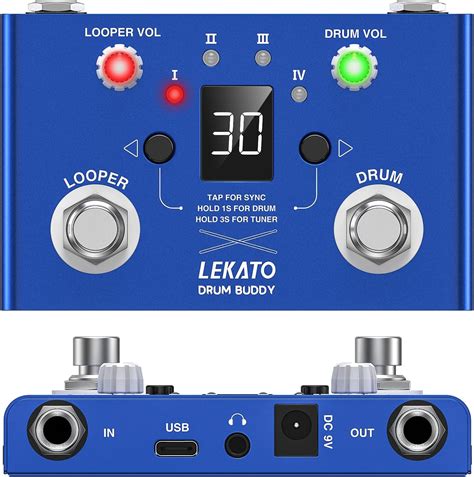 Amazon.com: LEKATO Drum Looper Pedal with Tuner, Built in 30 Drums, 4 ...