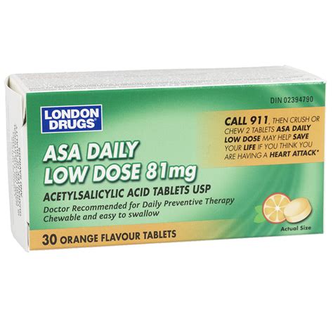 London Drugs ASA Daily Low Dose - Orange Chewable - 81mg - 30's ...