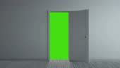 White Door Opening To Green Screen Chroma Key 4K Stock Video - Download ...