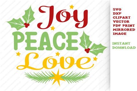 Christmas SVG Peace Joy Love Cut files Clipart Vector Dxf