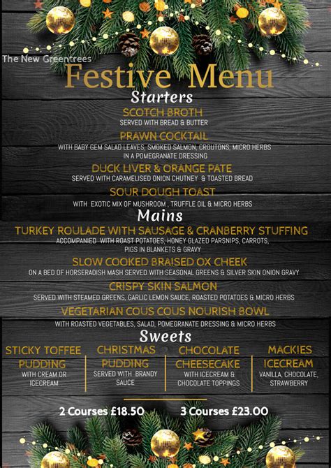 Xmas Menus | The New Greentrees