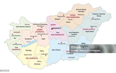 Administrative And Political Map Of The Hungarian Regions And Counties ...