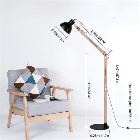 Retro Wood Floor Lamp Adjustable LED Bulb Bedroom Reading Lamp Light Black 658759829405 | eBay