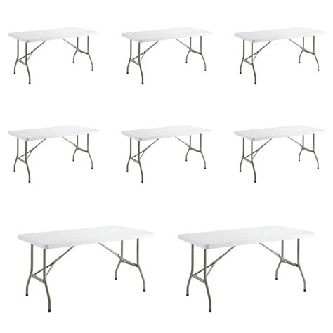 Buy 8 Pack 5' Heavy-Duty Granite White Plastic Folding Table, 5 Ft Folding Table Fold Up Table 5 ...