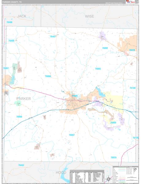 Parker County, TX Wall Map Premium Style by MarketMAPS - MapSales