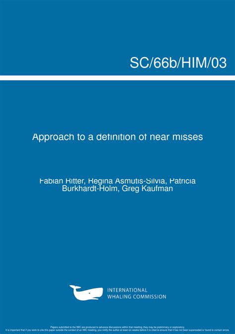 (PDF) Approach to a Definition of " Near Misses"