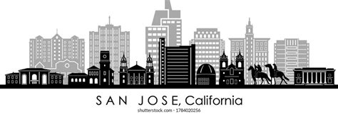 San Jose City California Skyline Silhouette Stock Vector (Royalty Free ...