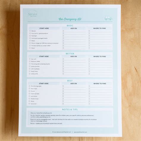 Car Emergency Kit Checklist - Etsy