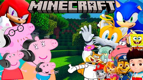 Cartoon Characters Play Minecraft Compilation - YouTube