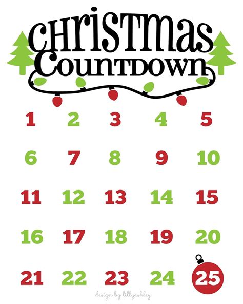 Countdown to Christmas with Free Printable and SVG by LillyAshley