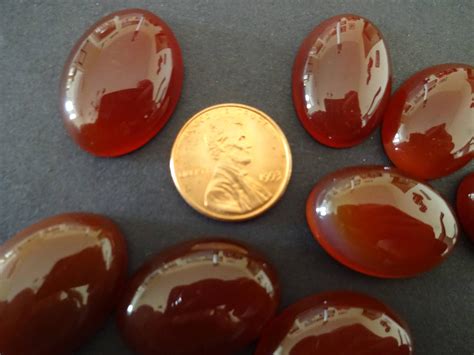 25x18mm Natural Red Agate Gemstone Cabochon, Oval Cabochon, Polished Gem, Stone Cabochon ...