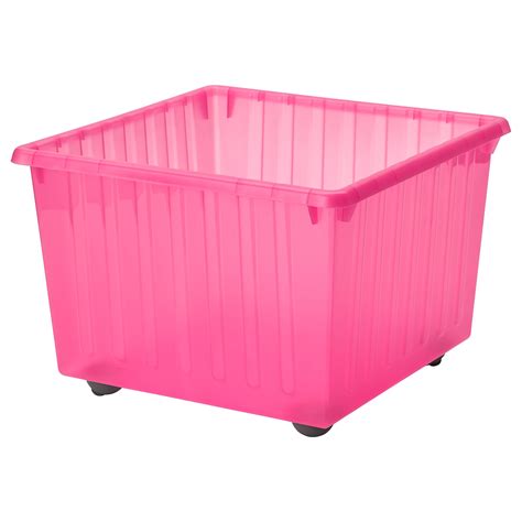 VESSLA storage crate with casters, light pink, 39x39 cm (15 ¼x15 ¼") - IKEA