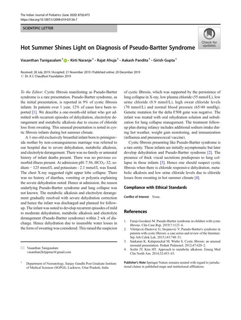 (PDF) Hot Summer Shines Light on Diagnosis of Pseudo-Bartter Syndrome