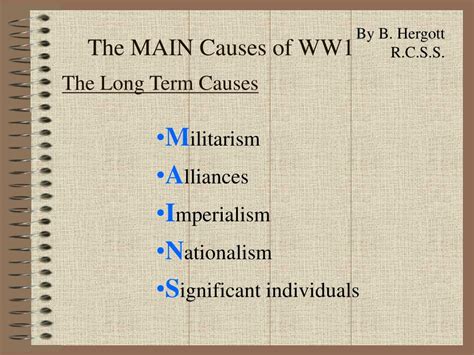 PPT - The MAIN Causes of WW1 The Long Term Causes PowerPoint ...