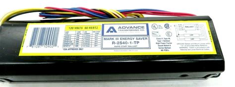 NEW ADVANCE BALLAST R-2S40-TP BALLAST RAPID START R-2S40-1-TP R2S40TP - SB Industrial Supply, Inc.