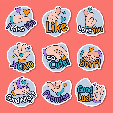 Affection Chat Sticker Set 16002140 Vector Art at Vecteezy