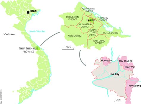 Map of Vietnam, Thua Thien Hue Province, Hue City, and the research areas | Download Scientific ...