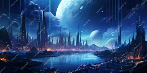 Premium AI Image | Futuristic city at night illustration