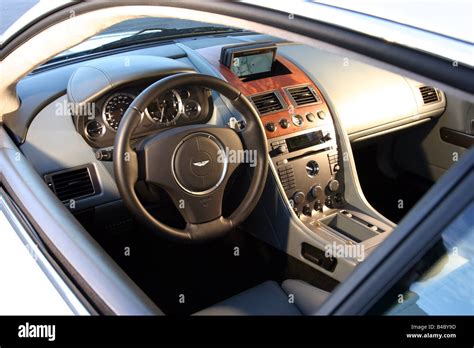 Car, Aston Martin DB9 Touchtronic, roadster, model year 2003-, Coupe/coupe, silver, interior ...