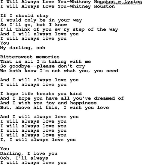 Whitney Houstin- I will always love you | Love yourself lyrics, Great song lyrics, Yours lyrics