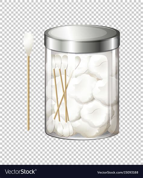 Cotton balls and buds in jar Royalty Free Vector Image