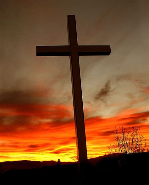 Christian Cross at Sunset