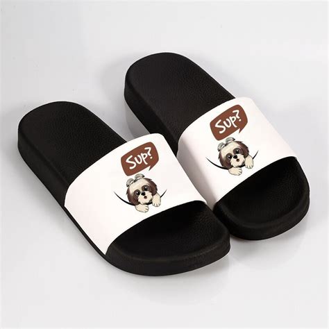 Cozy Shih Tzu Slipper Slide Shoes - Pet-Merch