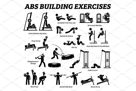 Abs Abdominal Exercise Workout Icons | Icons ~ Creative Market