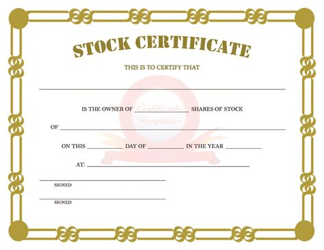 Printable Stock Certificate Format In Word