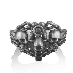 Motorcycles Biker Rings, Men Silver Skull Ring, Pinky Silver Biker Ring, Silver Biker Skull Ring ...