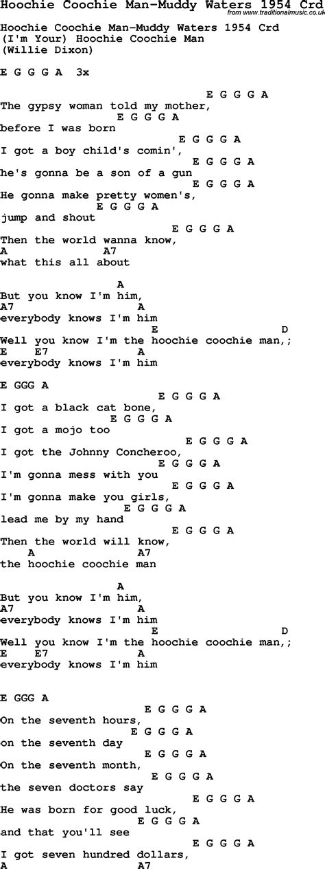 Skiffle Lyrics for: Hoochie Coochie Man-Muddy Waters 1954 with chords ...