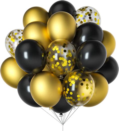 Black And Gold Balloons Decorations, 60pcs 5Inch 12Inch Black Gold Party Decoration Balloons for ...