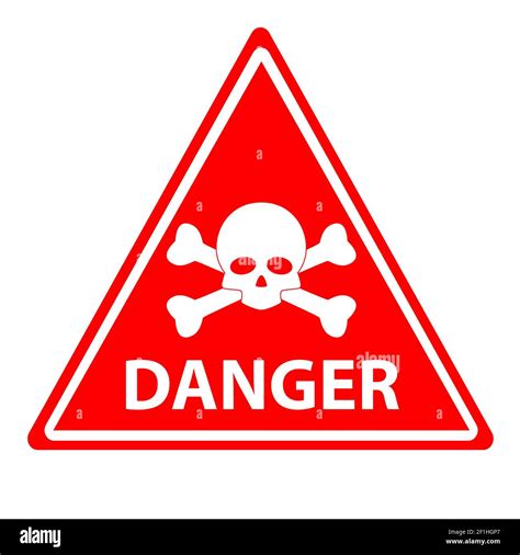 red danger skull crossbones warning on white background. danger warning ...