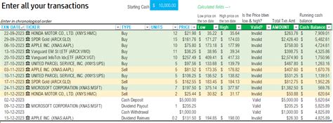 2024 Stock Portfolio Tracker Excel Template with Live data