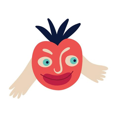 Funny quirky charming red apple with face with handles and legs ...